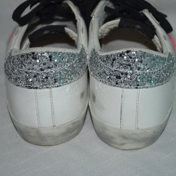 $625 Sz 36 6 Golden Goose Pink Star Superstar Glitter Heel Leather Snea… - Picture 6 of 10